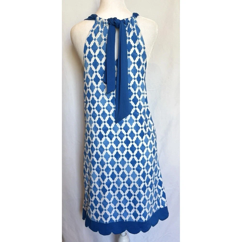 Mud Pie Mini Sun Dress Size S Coastal Scalloped Hem Geometric Beach Yacht - Picture 7 of 12